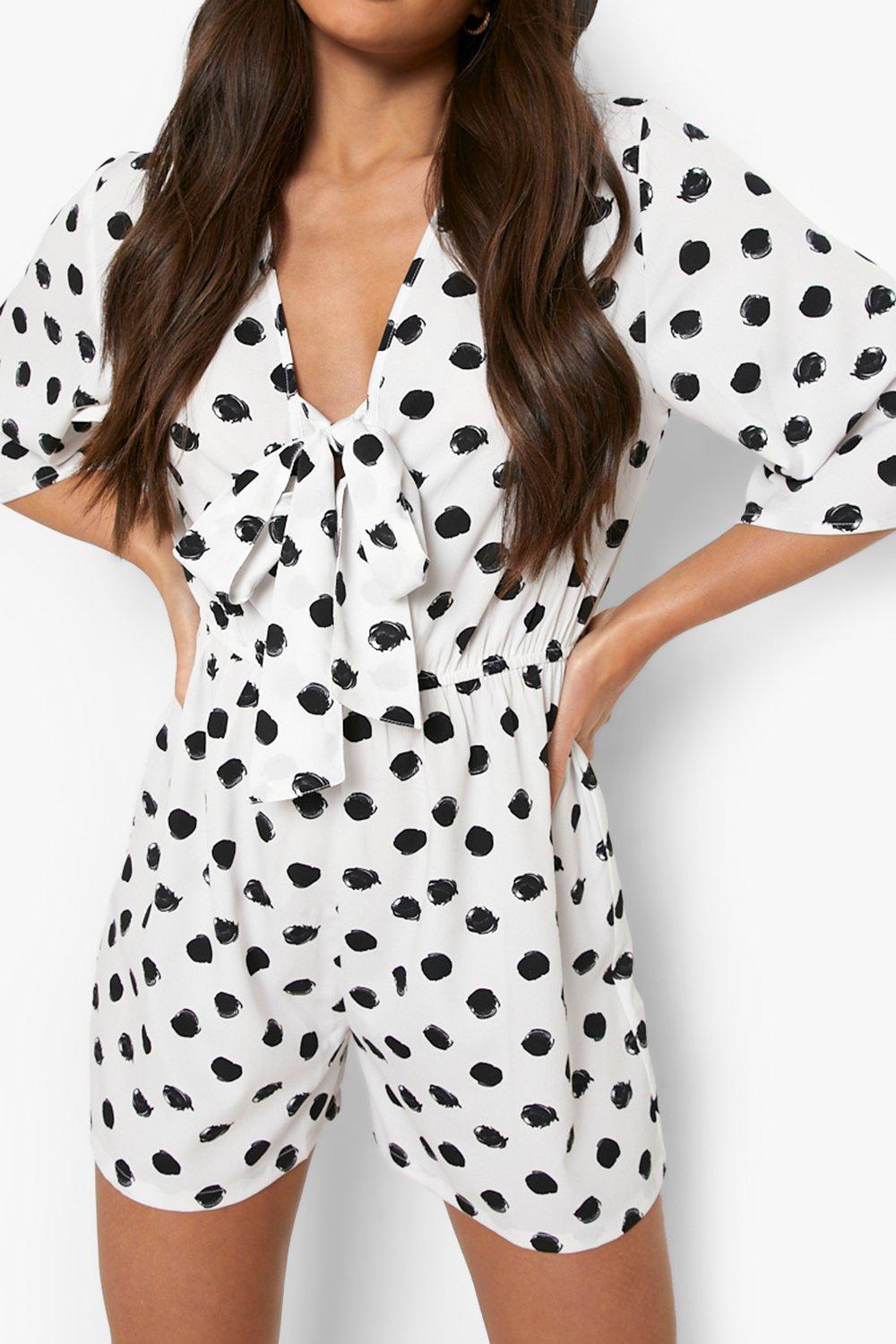 polka dot playsuit boohoo