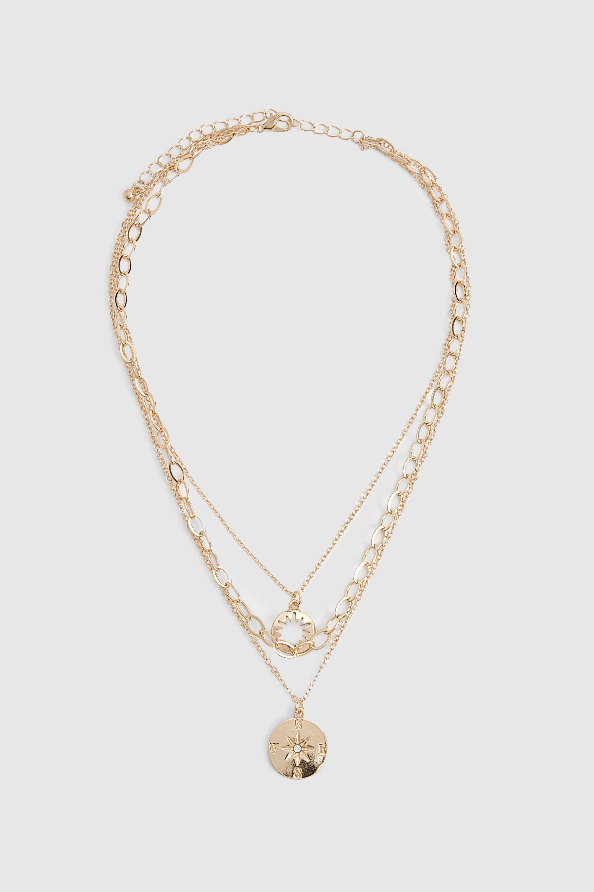 Boohoo Women s Gold Layered Circle Pendant Necklace Gold