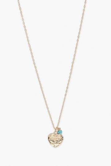 Ketting Met Textuur En Hartjes Hanger gold