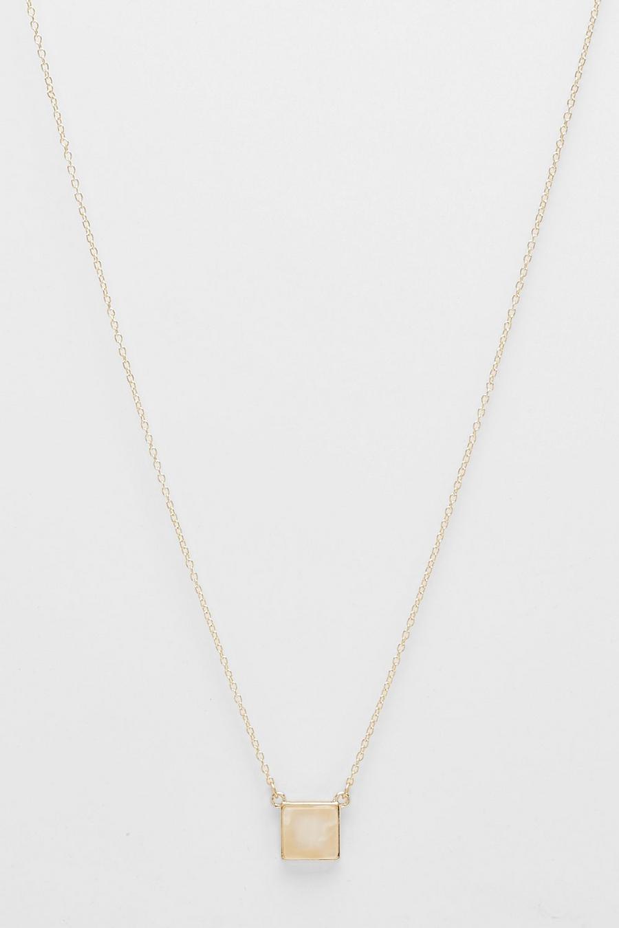 Gold Simple Square Stone Necklace image number 1