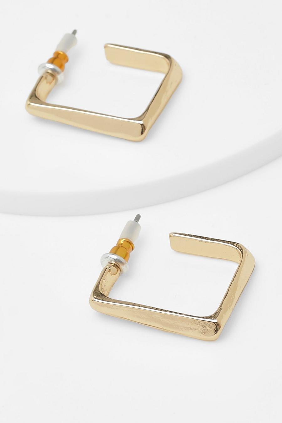 Gold métallique Simple Square Earrings 