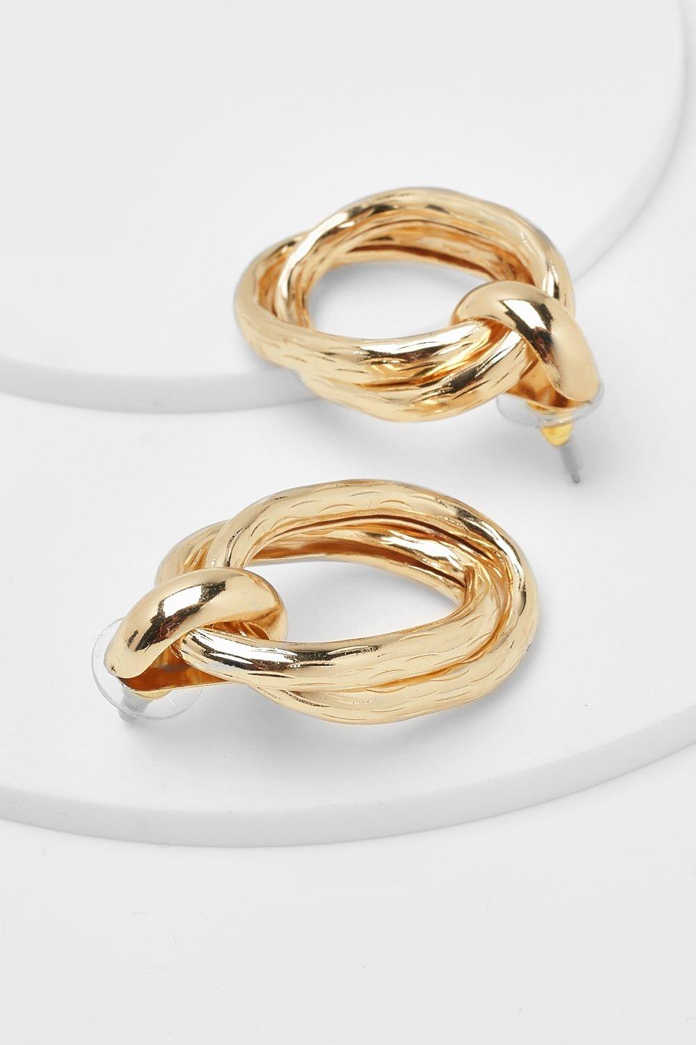 Oval Multi Hoop Drop Earrings boohoo NZ