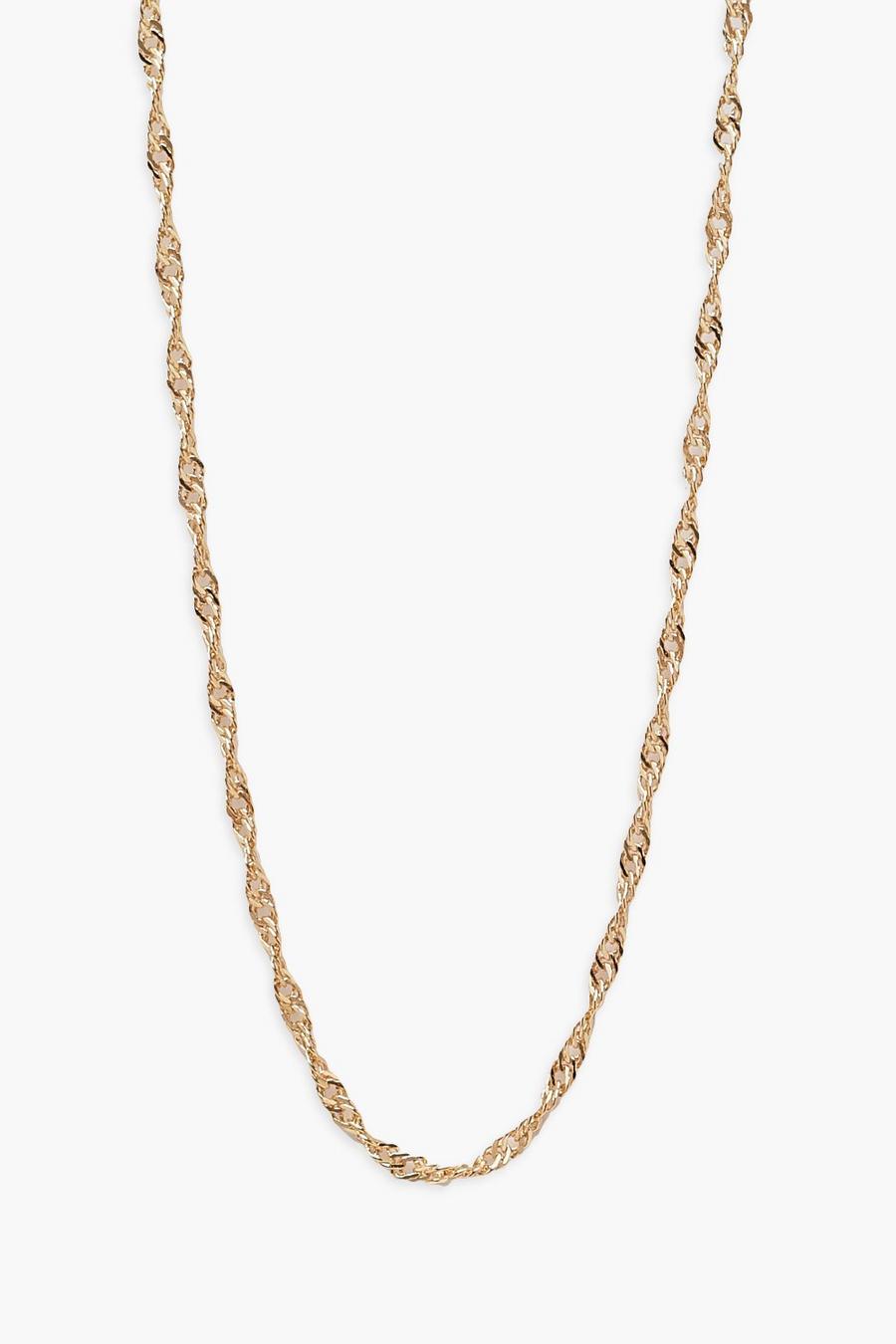 Gold Simple Rope Twist Necklace 
