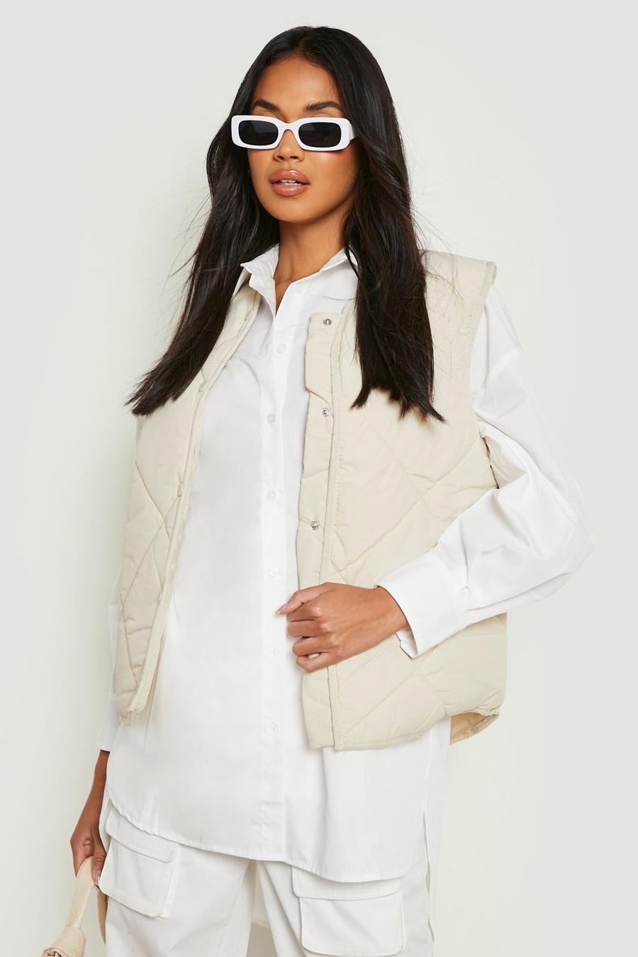Cream Quilted Lightweight Gilet image number 1