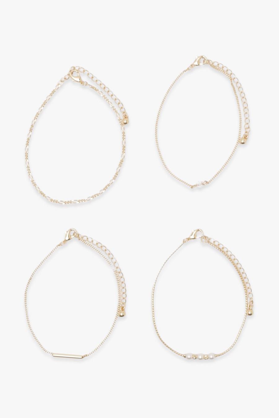 Gold metálicos Multi Simple Chain Detail Bracelet 