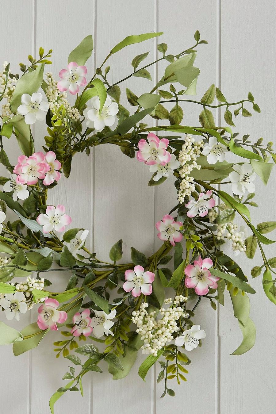 Multi Ginger Ray Pink Flower Foliage Wreath