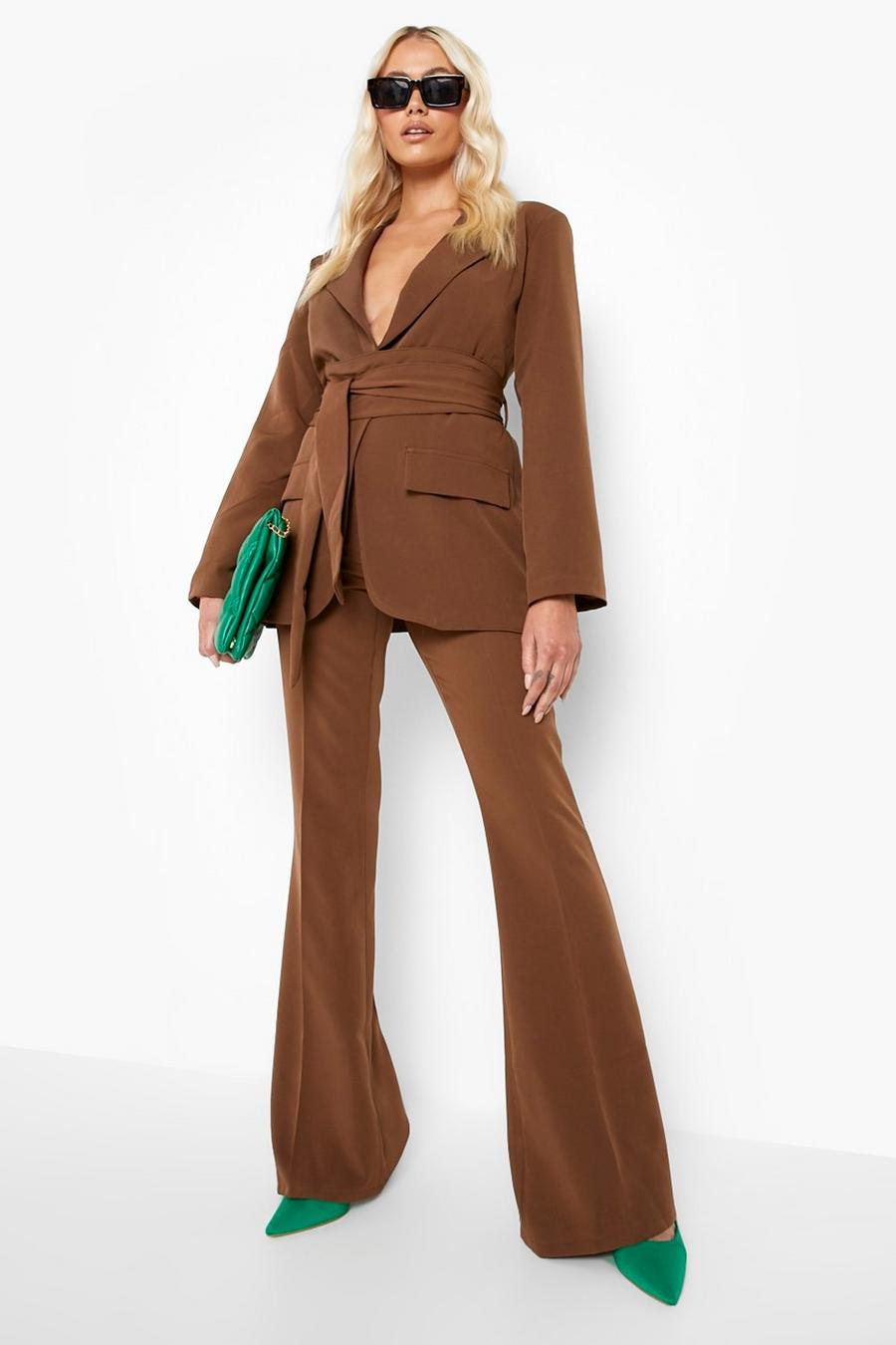 Chocolate Fit & Flare Tailored Trousers image number 1