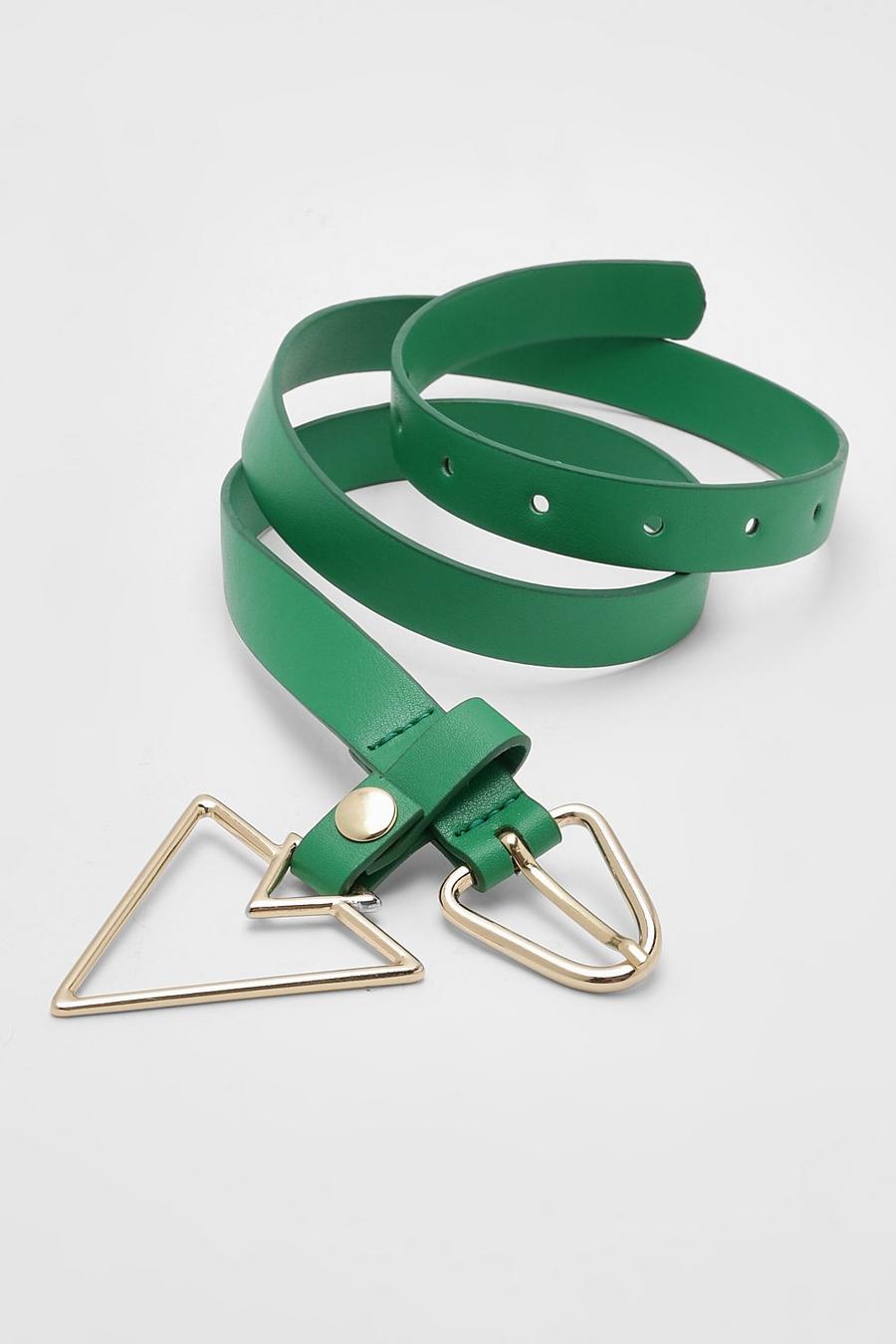 Green grön Triangular Buckle Pu Belt image number 1