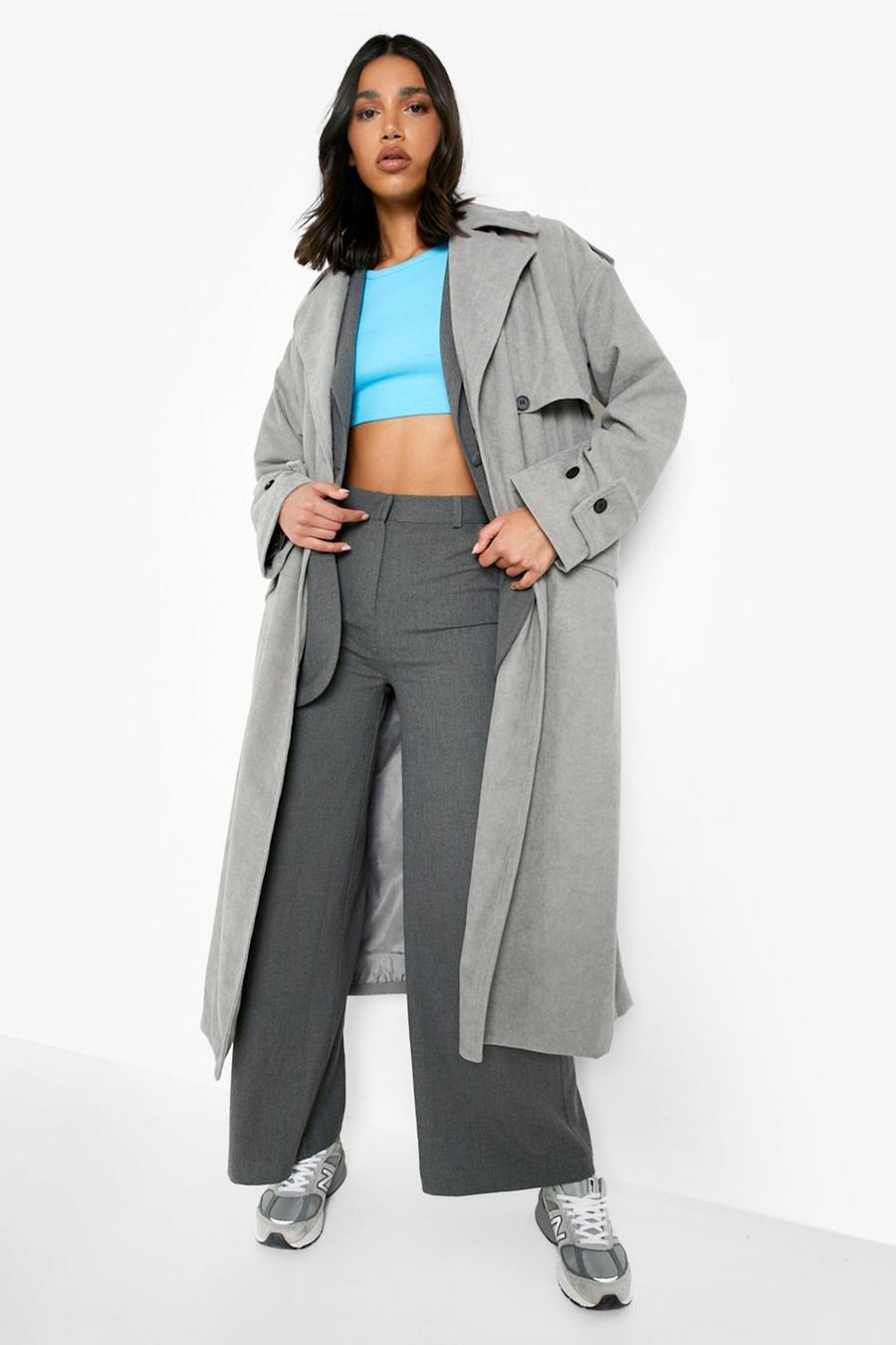 Cappotto Trench oversize in velluto a coste, Grey image number 1