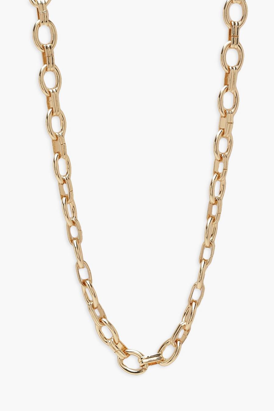 Gold metallic Round Link Chunky Chain Necklace 