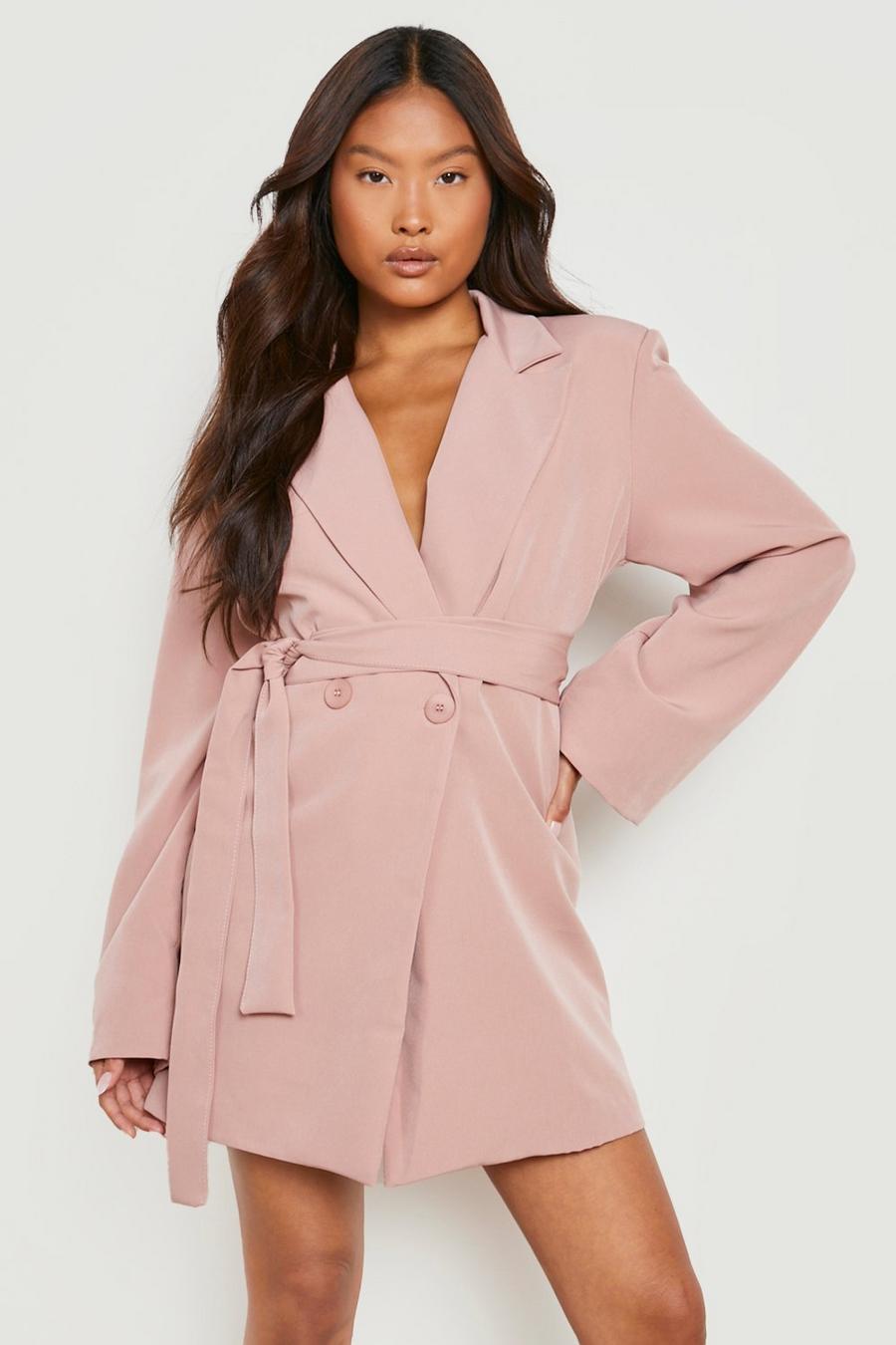 Blush pink Petite Flared Sleeve Oversized Blazer Dress