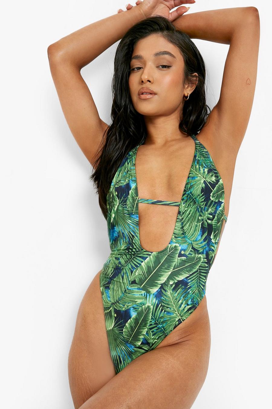 Green Petite Tropicana Strap Swimsuit image number 1
