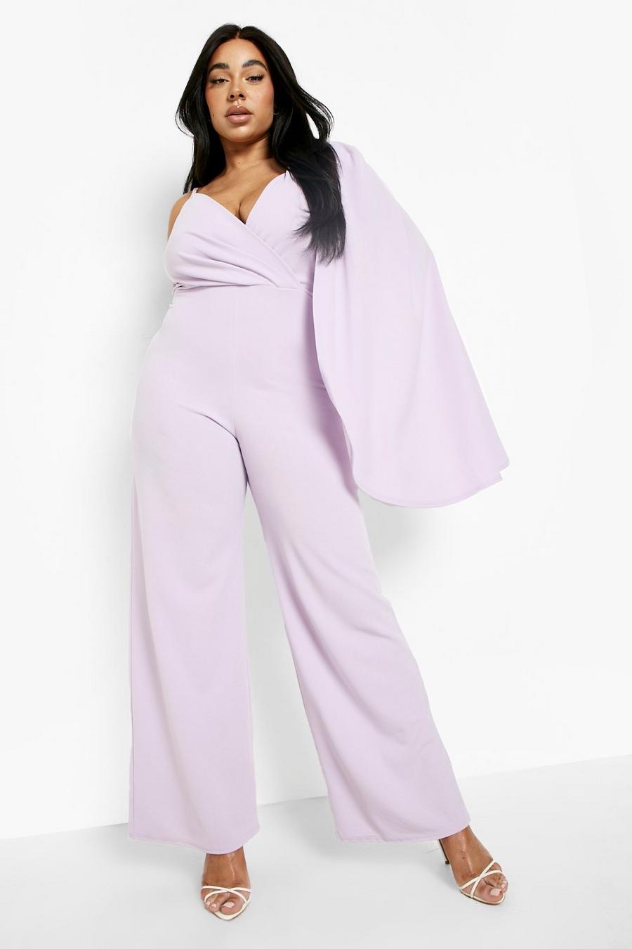 Lilac Plus Cape Sleeve Wrap Jumpsuit image number 1