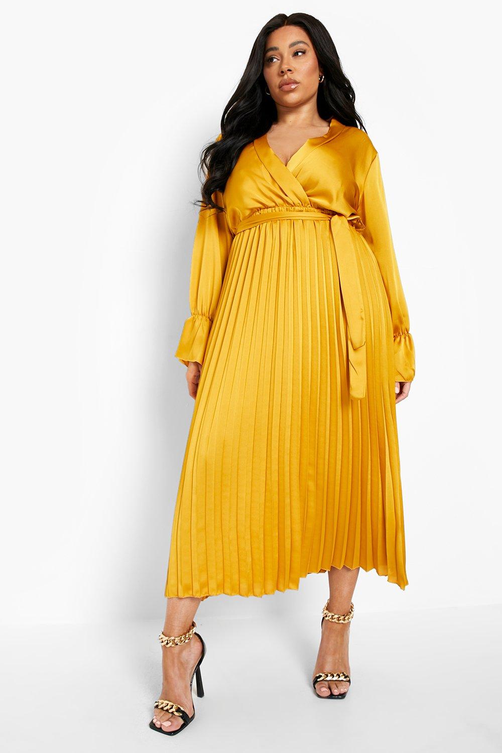 Boohoo mustard clearance dress