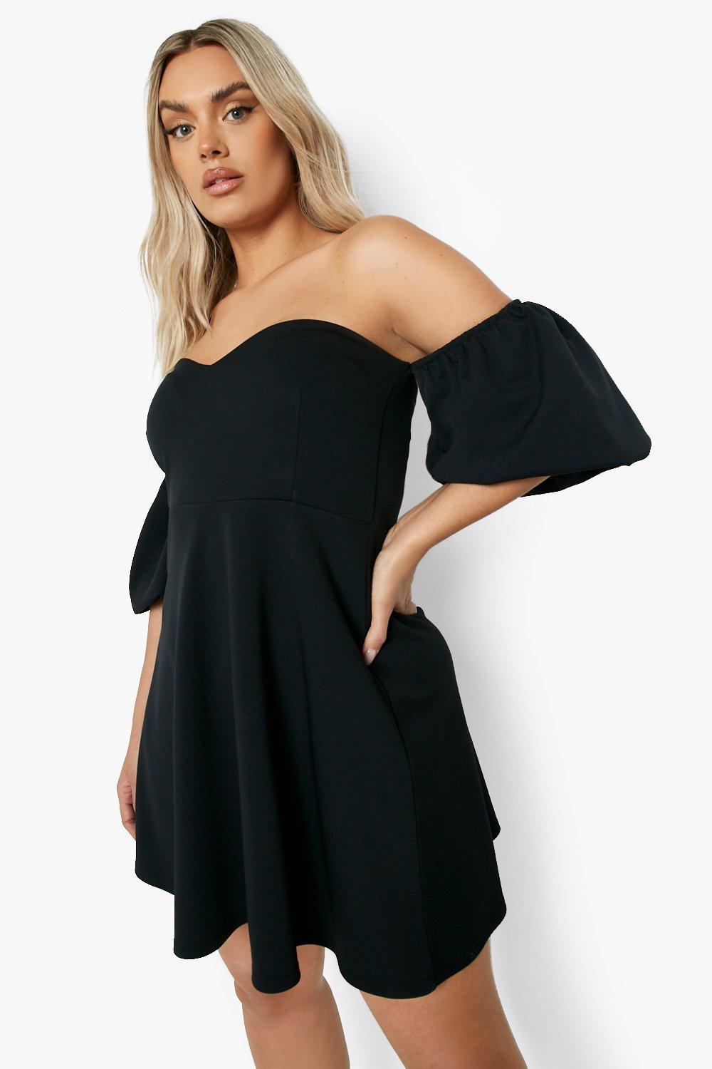 Plus Scuba Bardot Skater Dress boohoo