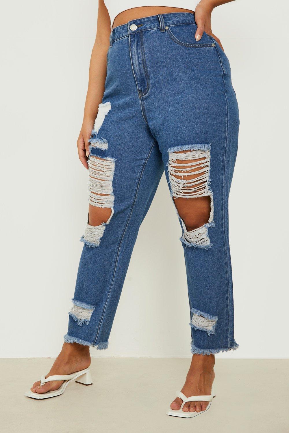 Dames Kleding Spijkerbroeken Ripped jeans jean bleu 