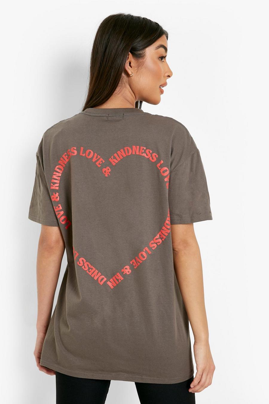 Charcoal Heart Back Printed Oversized T-shirt image number 1