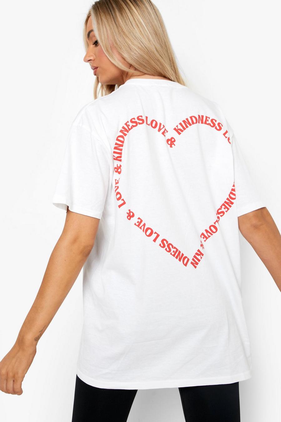 White Heart Back Printed Oversized T-shirt image number 1