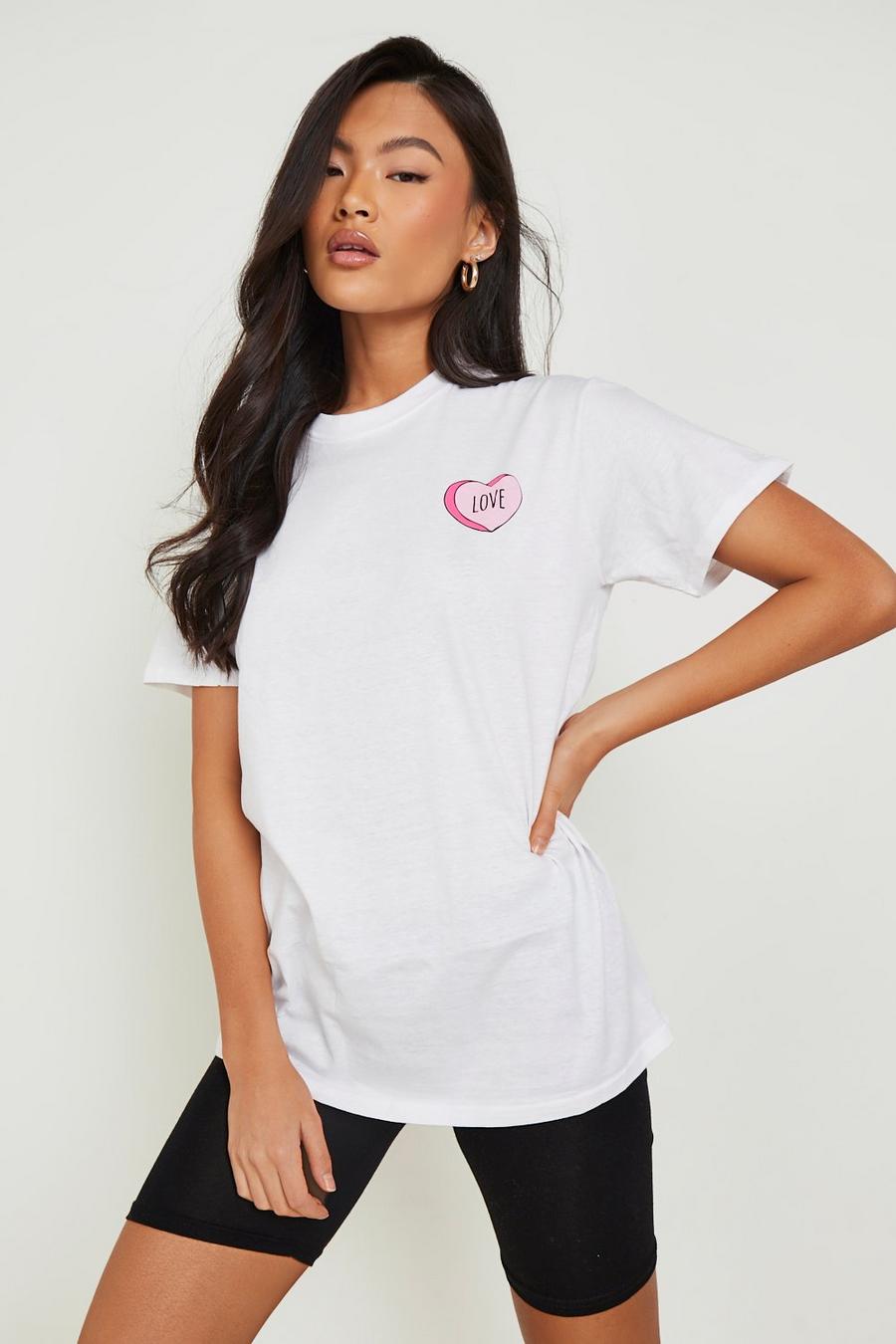 White Love Printed Oversized T-Shirt image number 1