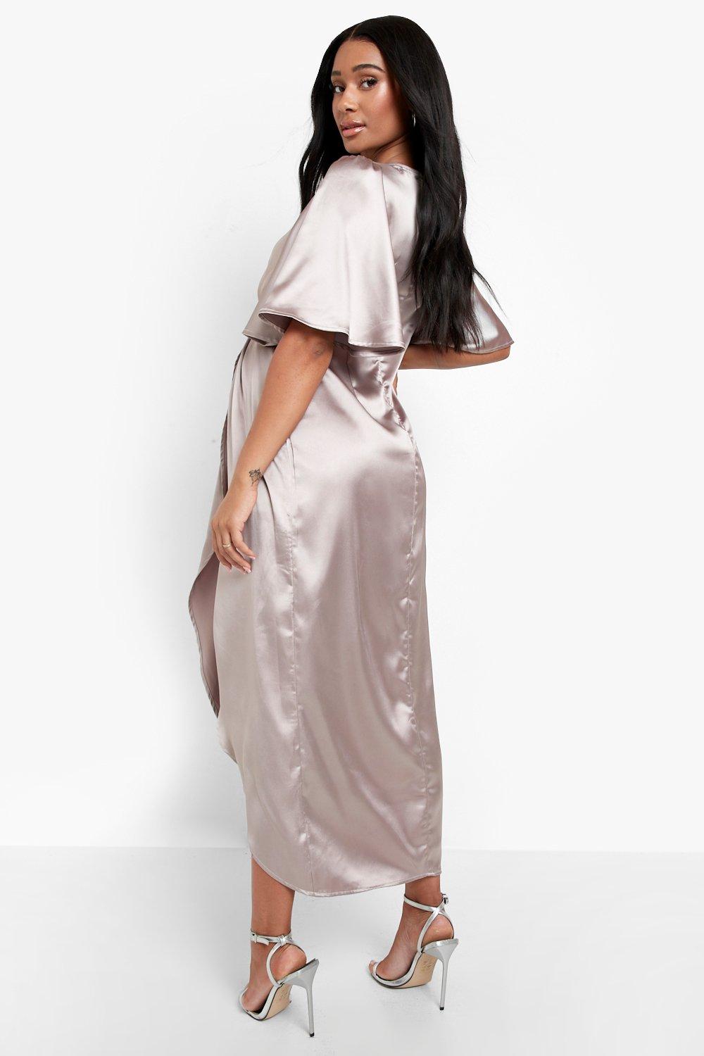 Silver satin cheap wrap dress