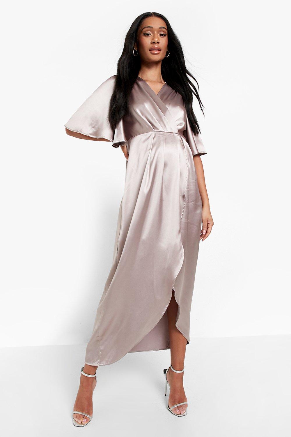 Maternity Occasion Satin Wrap Midi Dress