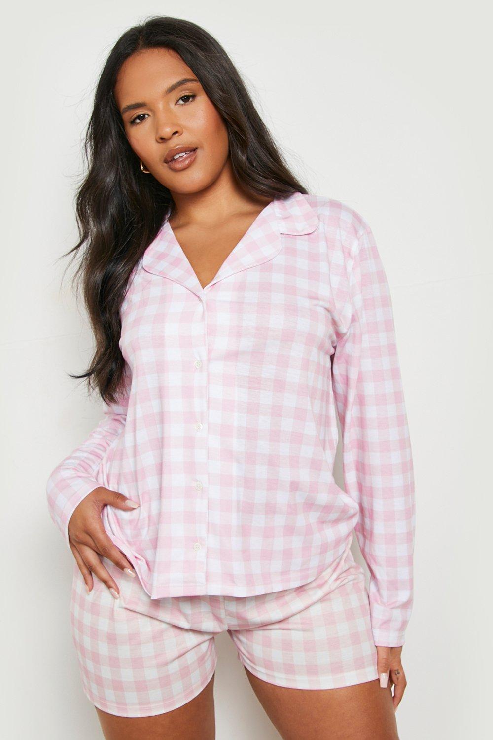 Pink gingham 2025 pyjamas ladies