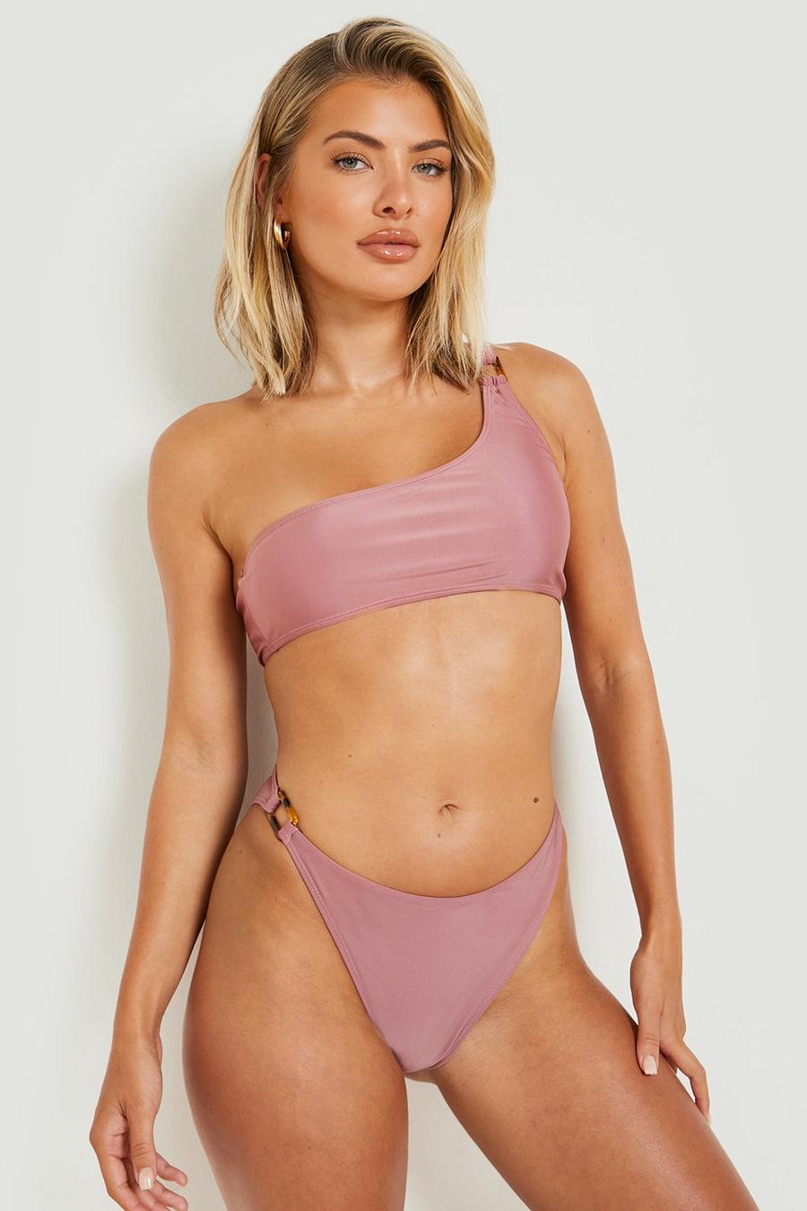 Bikinihose mit hohem Bund, Mauve purple