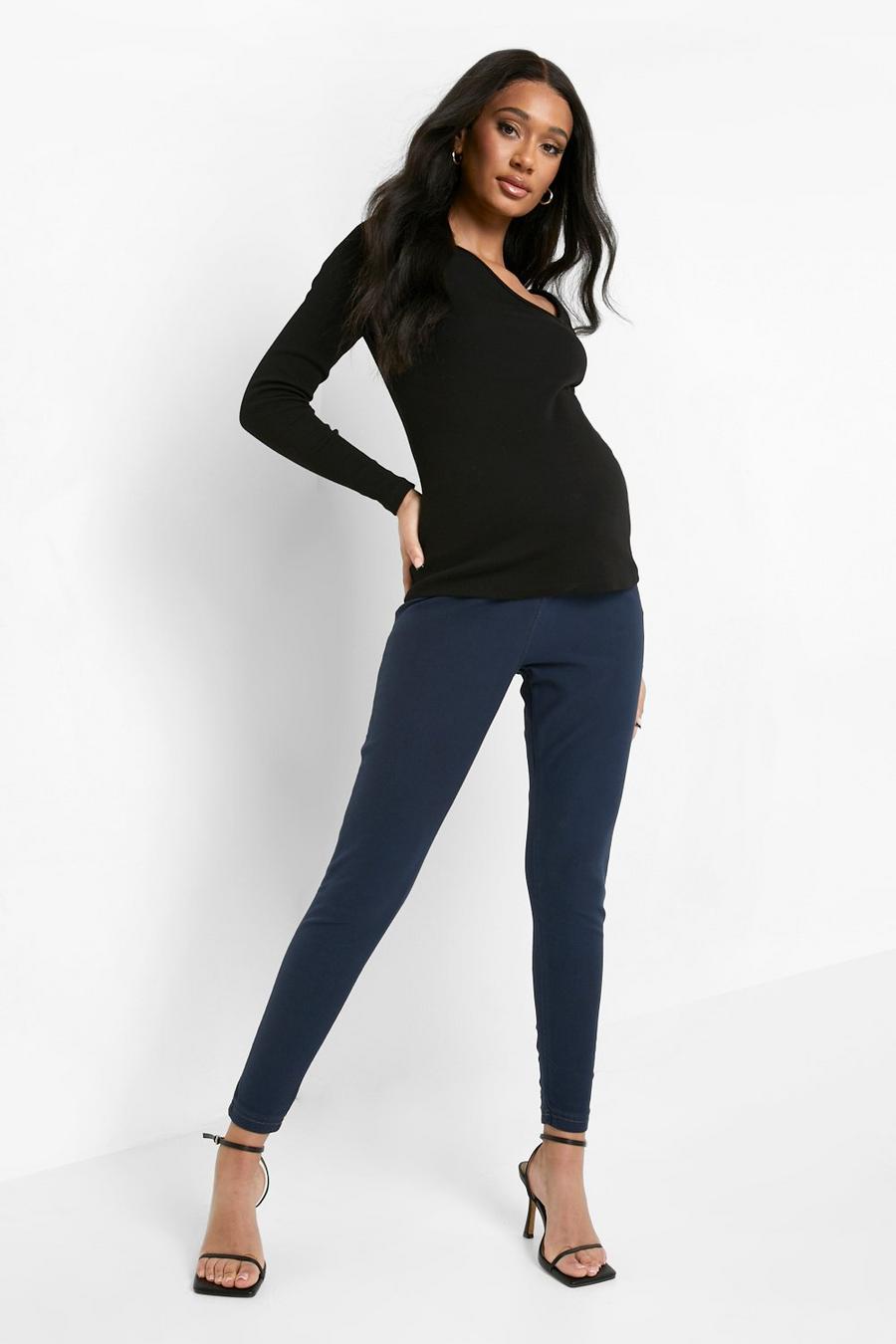 Blue טייץ ג'ינס מעל לבטן בגדי היריון image number 1