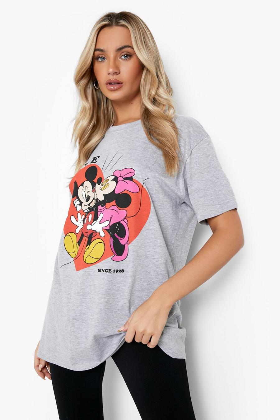 Grey marl Mickey & Minnie Disney Oversized T-shirt  image number 1