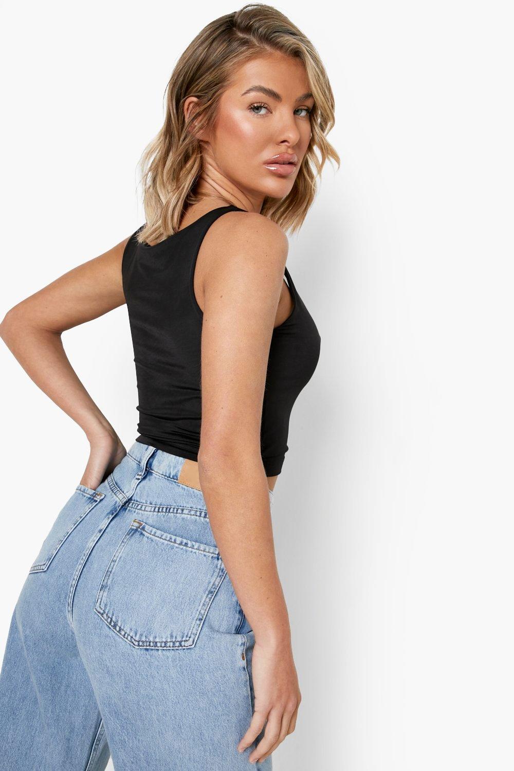 トップス CONP Double-Layer Hollow Top Double Layer High Neck Sleeveless Top | boohoo IL