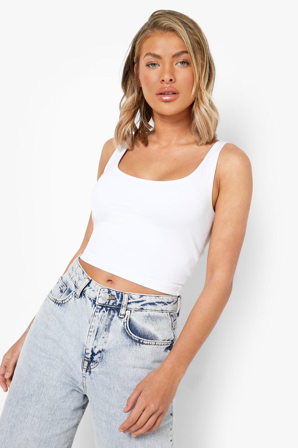 Women's BAR III White Eyelet Spaghetti Strap Scoop Neck Top