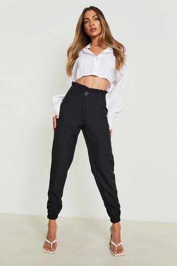 Black Paperbag High Waisted Joggers