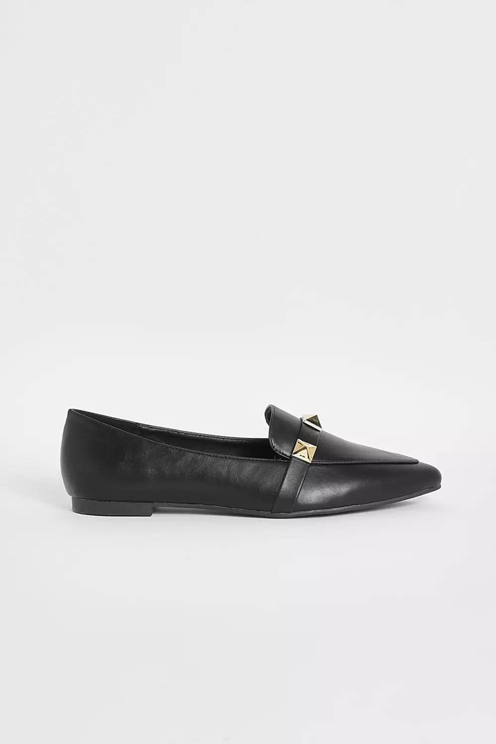 Black Pointed Toe Stud Detail Ballet Flats alternative image