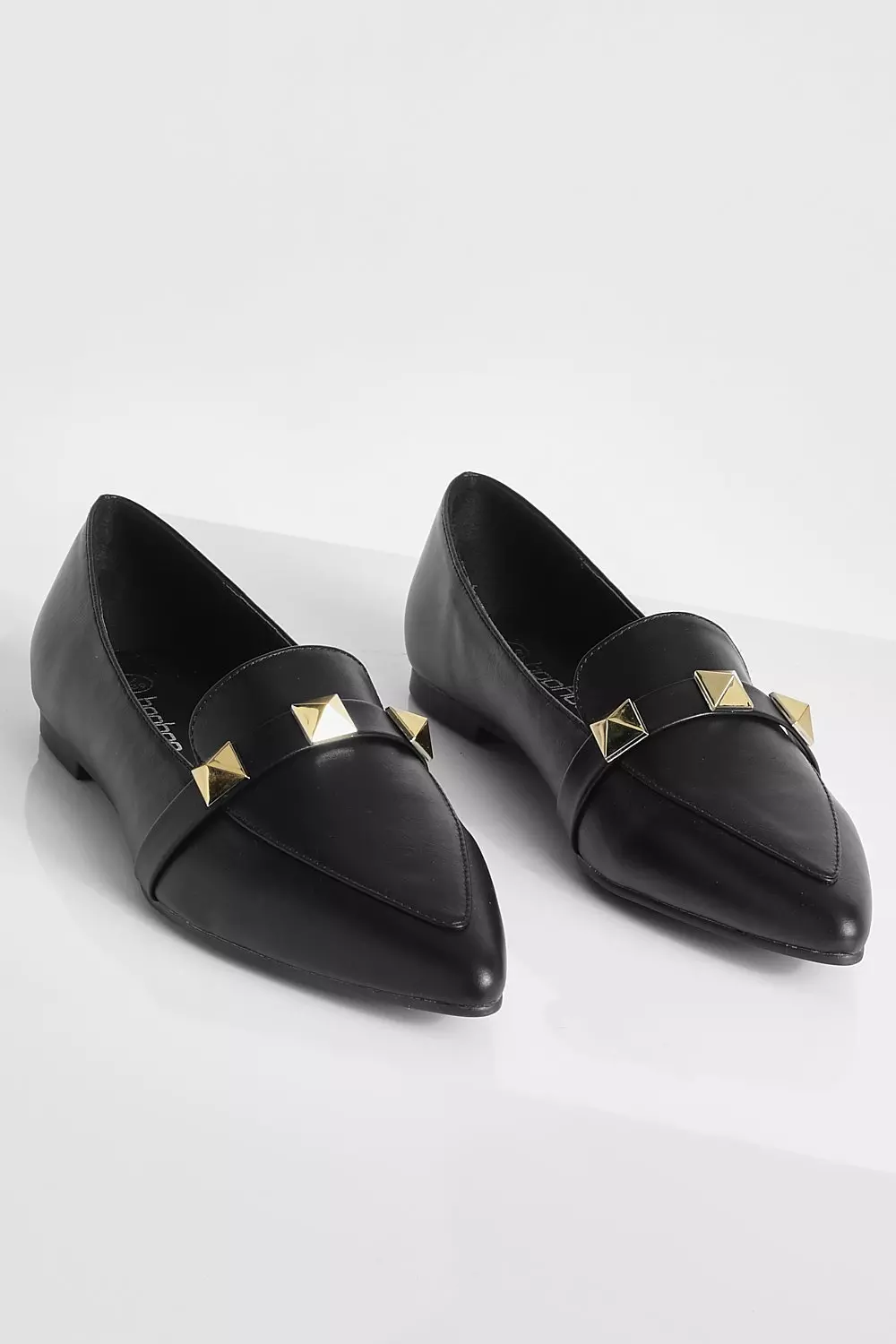 Black Pointed Toe Stud Detail Ballet Flats alternative image