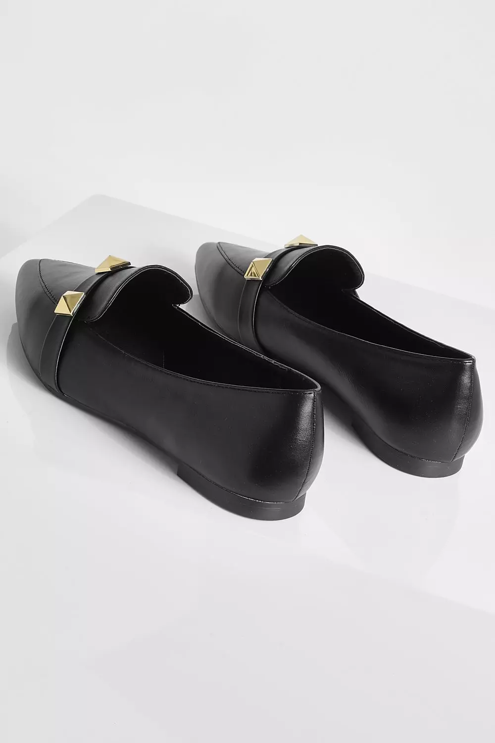 Black Pointed Toe Stud Detail Ballet Flats alternative image