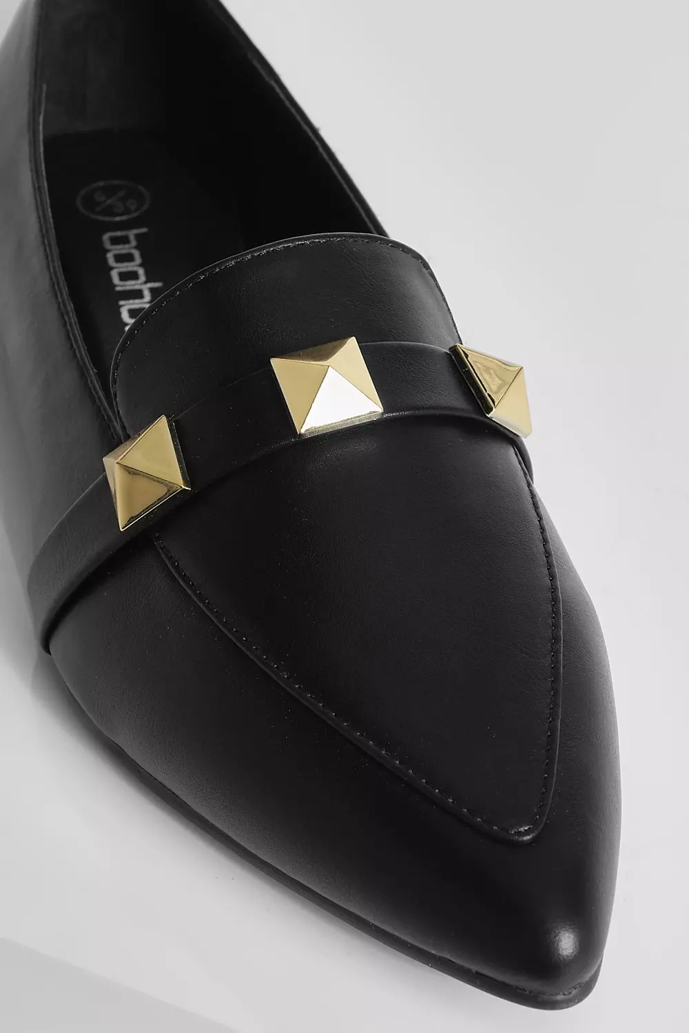 Black Pointed Toe Stud Detail Ballet Flats alternative image