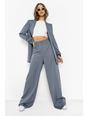 Grey Pinstripe Relaxed Fit Wide Leg Trousers