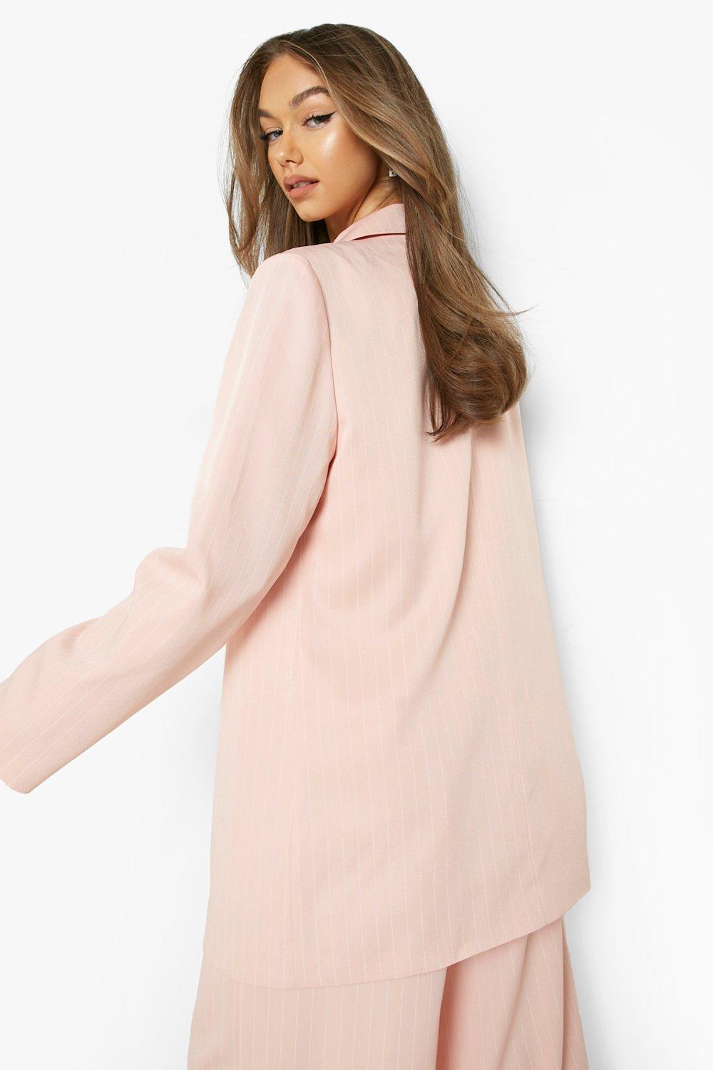 Pinstripe Oversized Longline Blazer