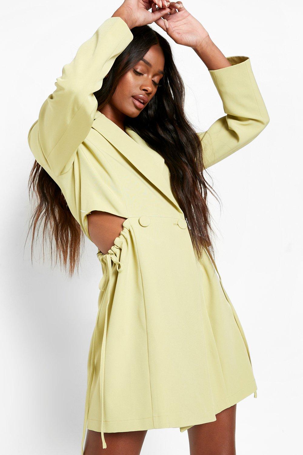 Boohoo tie side blazer dress best sale