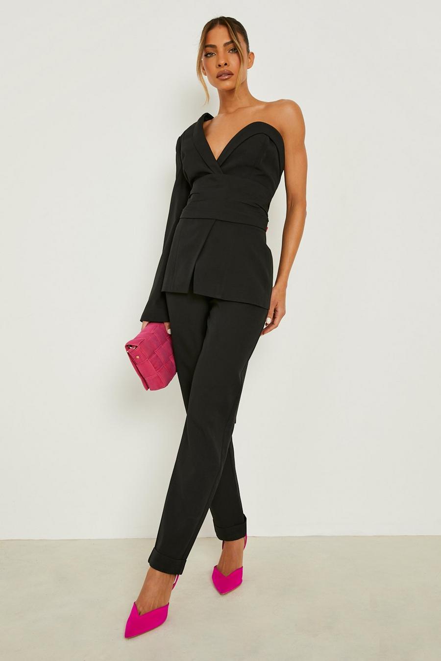 Black Tailored Slim Fit Trousers image number 1