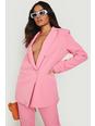 Candy pink Tailored Double Breasted Button Sleeve Blazer