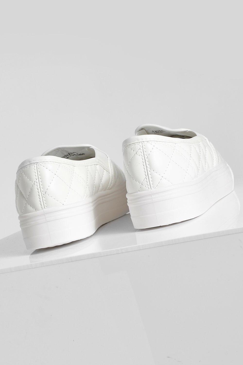 White quilted slip hot sale on shoes