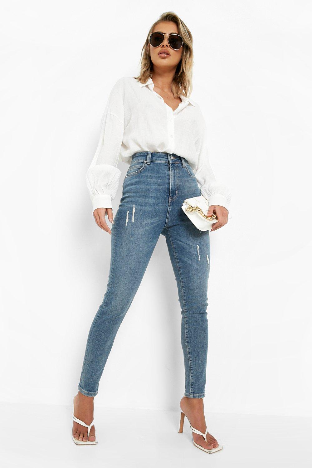 het dossier Rondsel Waakzaam Authentic Wash High Waisted Power Stretch Jeans | boohoo