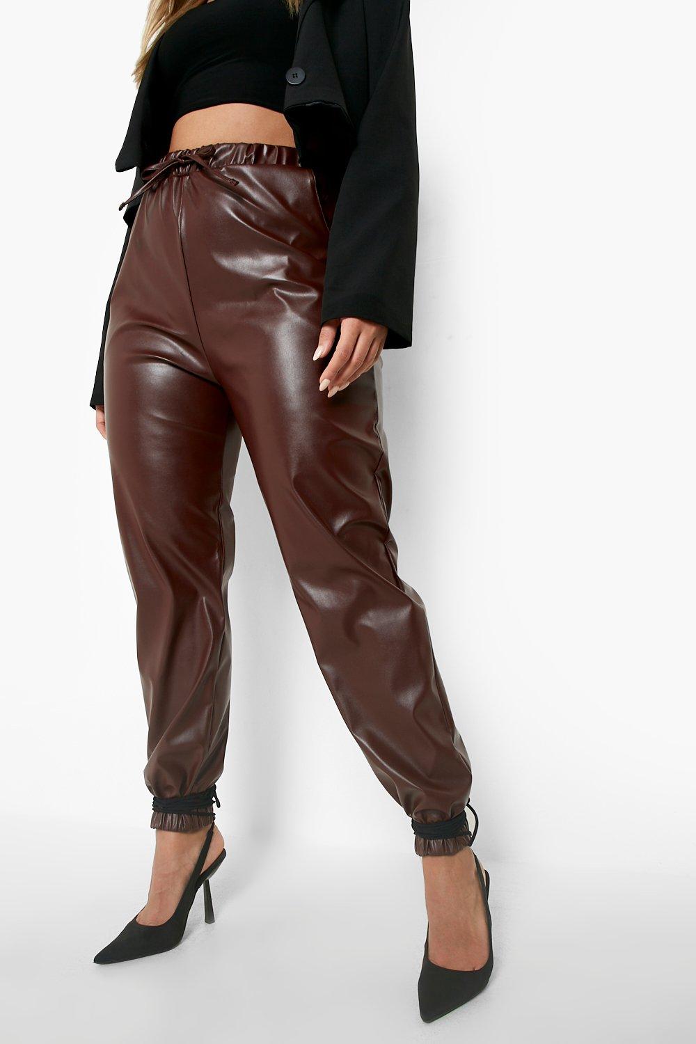 Leather look track pants sale