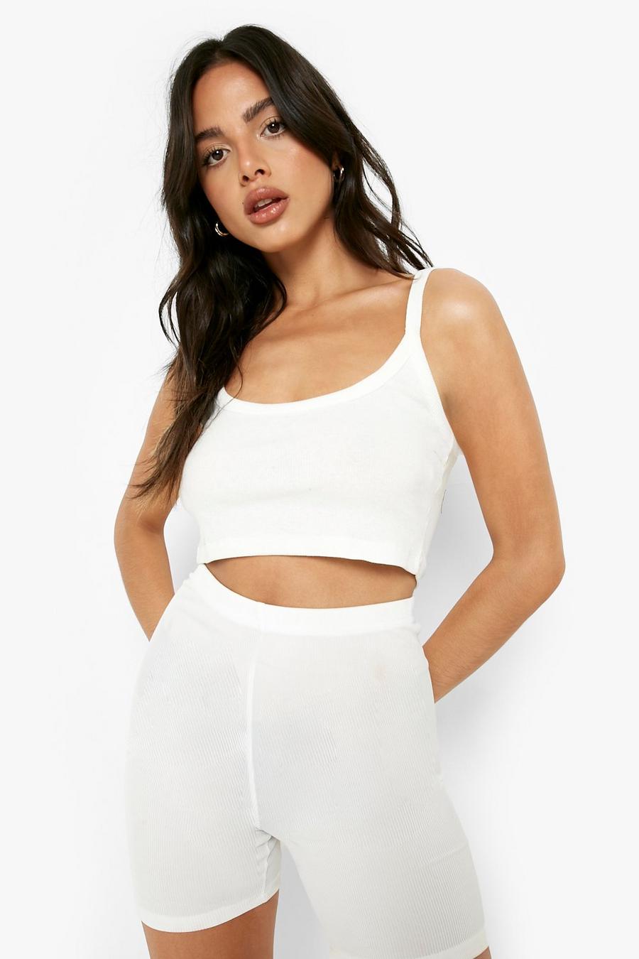 Ivory white Scoop Neck Strappy Bralet image number 1