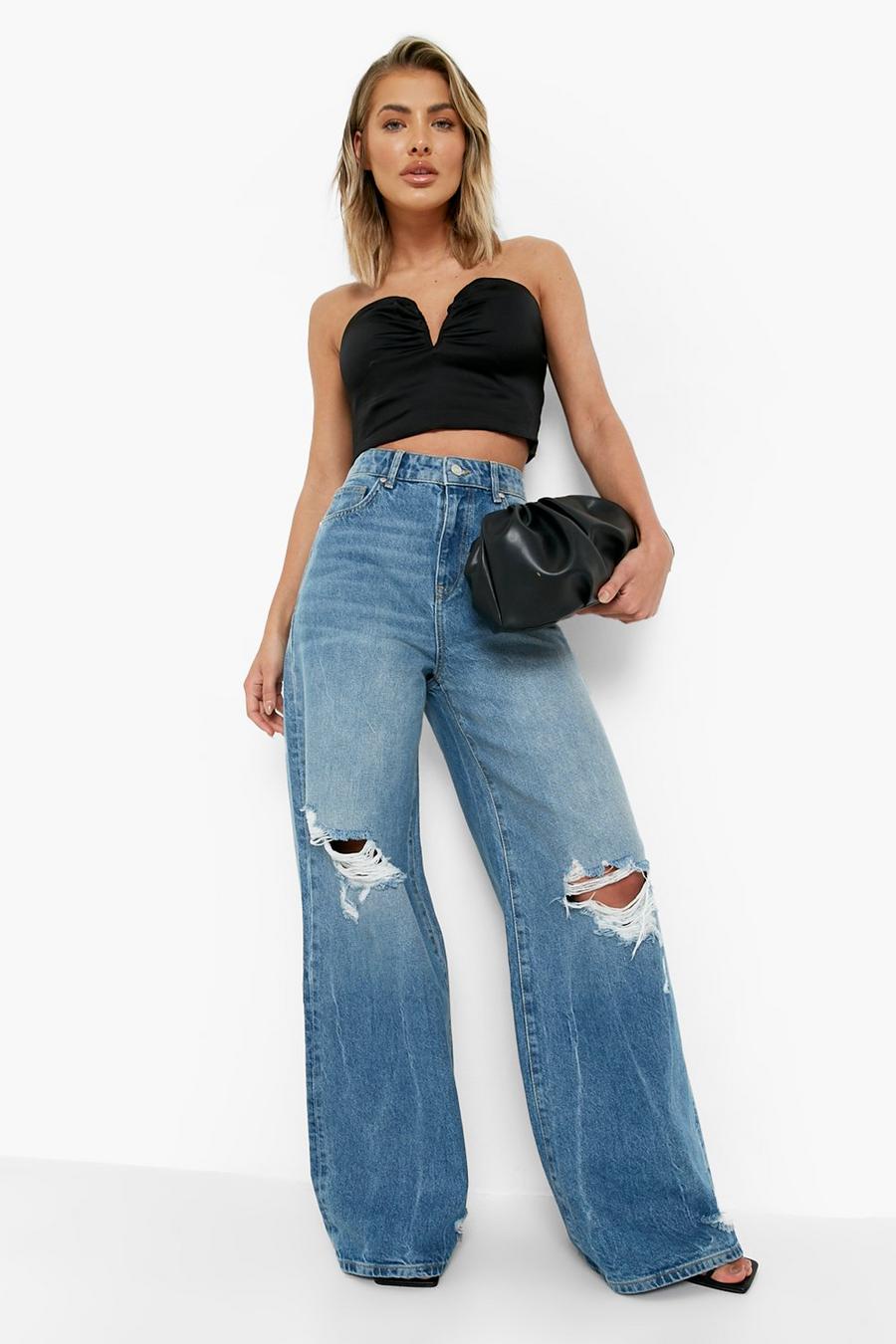 Vera High-Rise Wide-Leg Rip Jeans - Vintage Blue Wash – The Self Styler