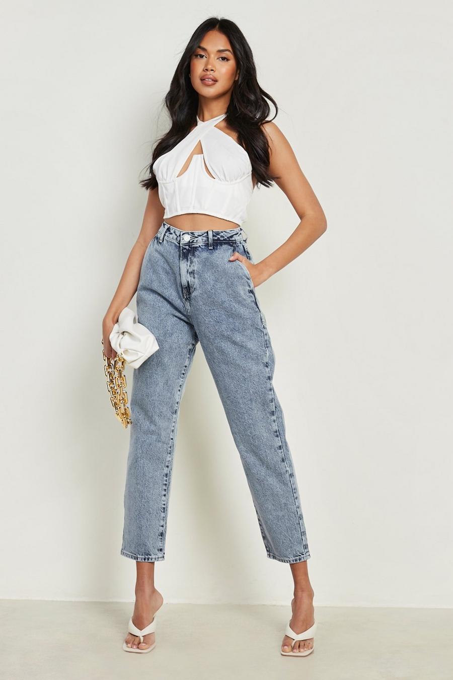 Light wash Butt Shaper High Waisted Mom Jeans image number 1