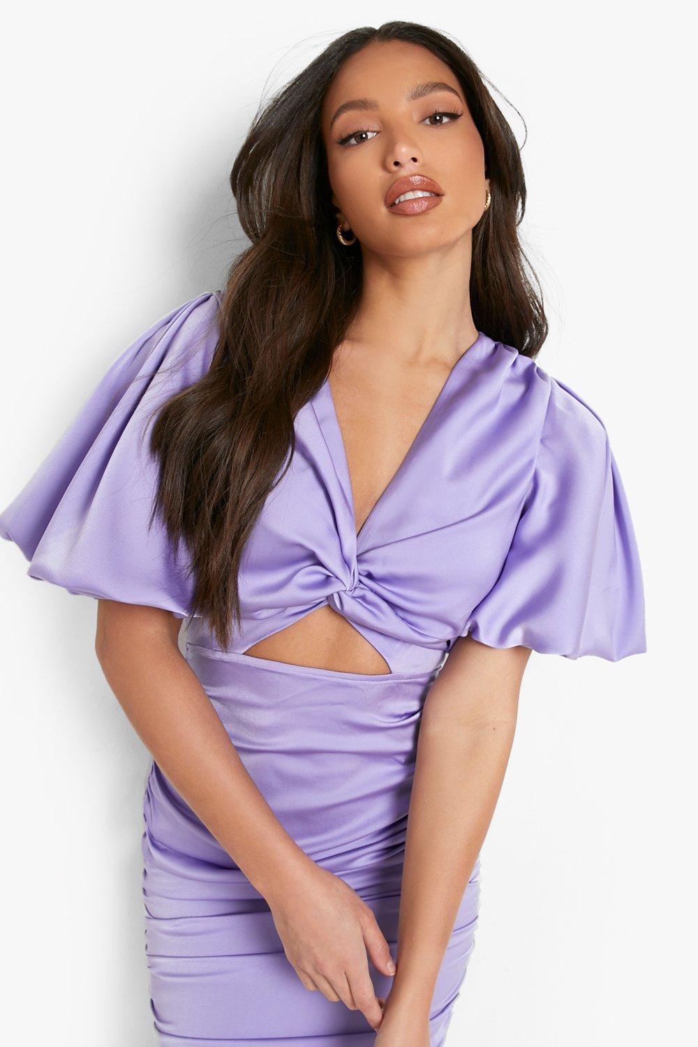 Boohoo angel sleeve shop ruched mini dress