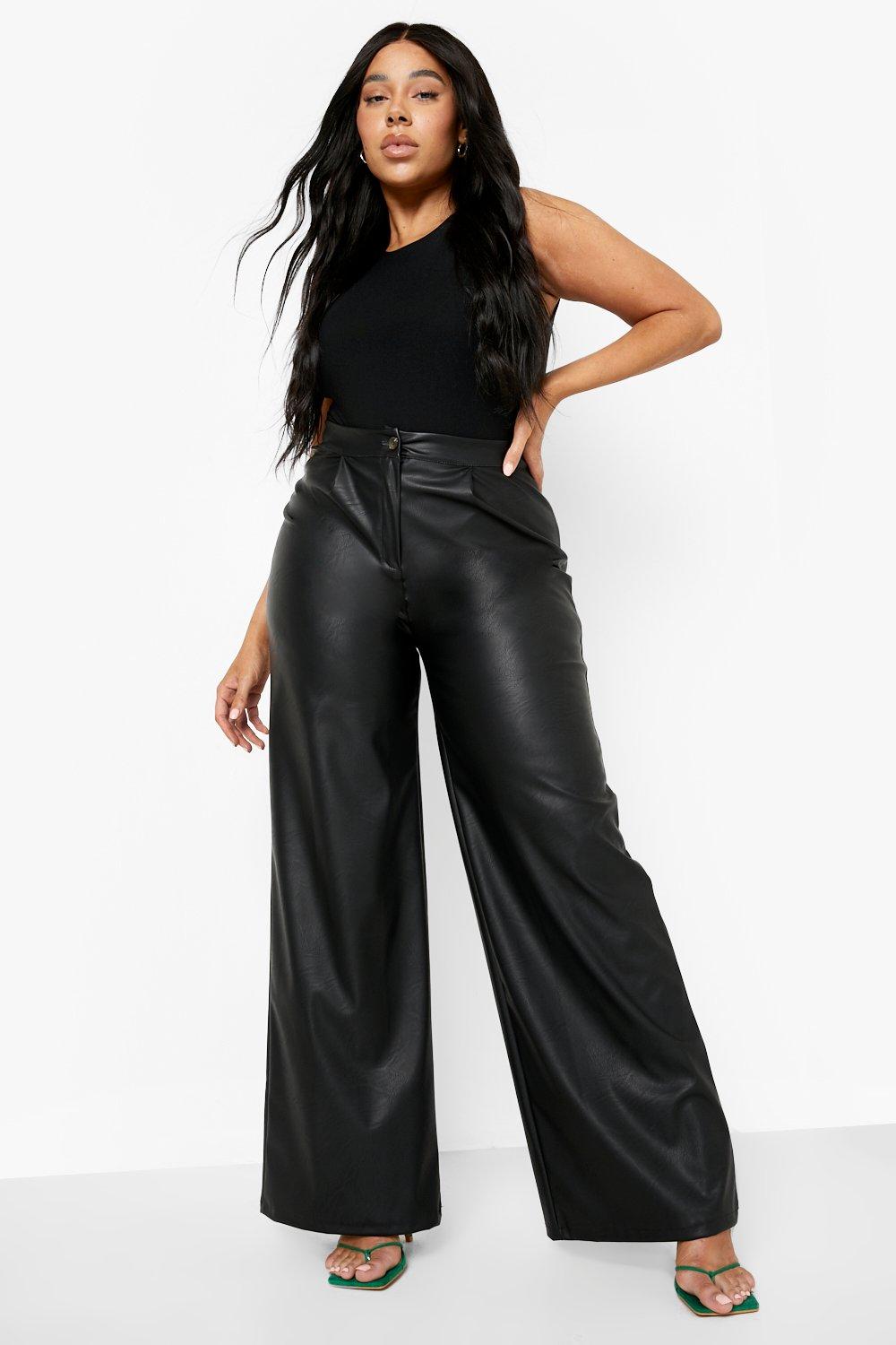 Plus size black straight leg clearance trousers