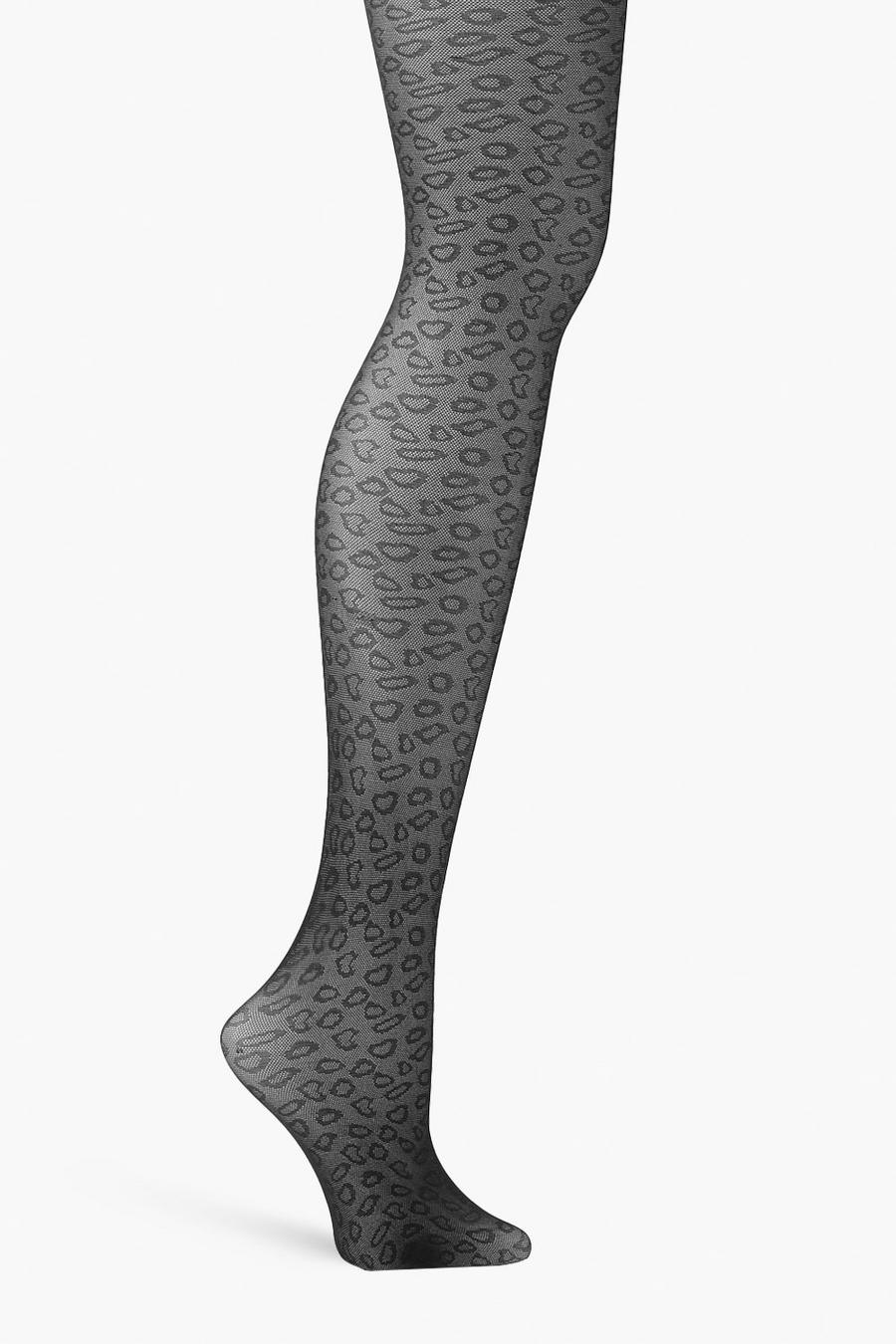 Pantis semi transparentes con estampado de leopardo, Black image number 1